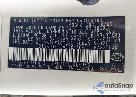 2010 Toyota Matrix from USA, damaged, VIN 2T1KU4EE9AC281764